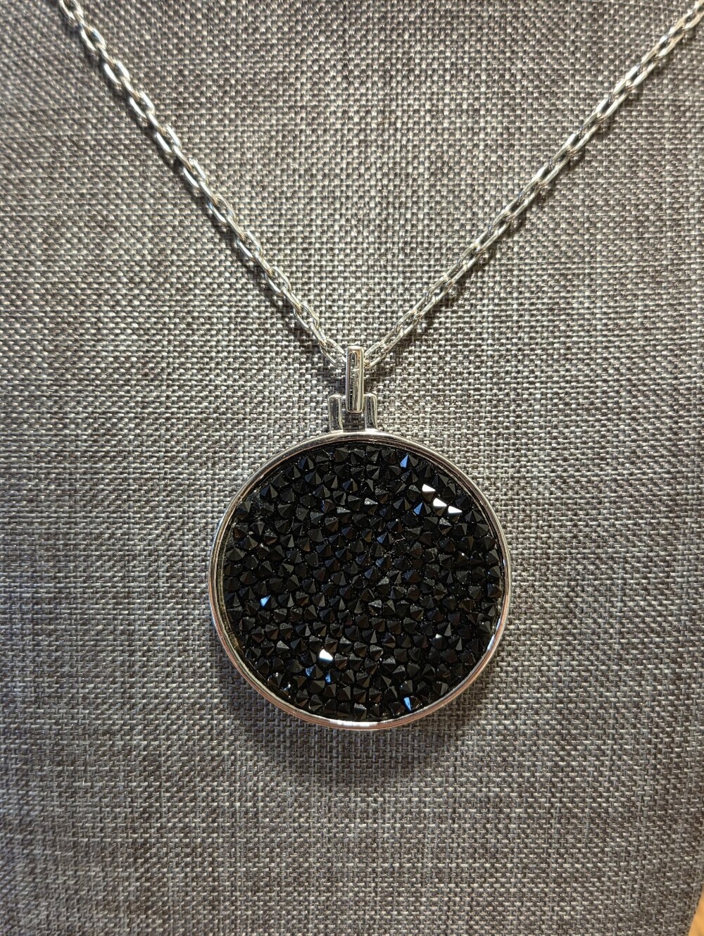 Rock and Roll Pendant Necklace Jet Black Rhodium Touchstone Crystal by SWAROVSKI